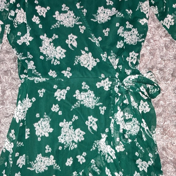 Size M LC Lauren Conrad High Low Wrap Maxi Dress sheer long sleeve front tie - Picture 4 of 13